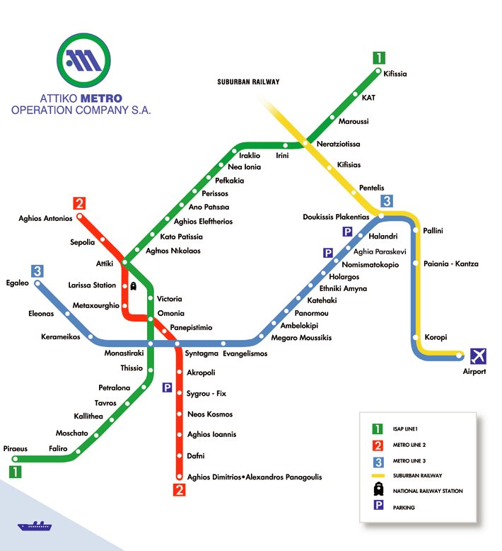 Mapa del Metro de Atenas