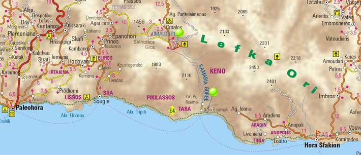 Mapa de Garganta Desfiladero de Samaria, Creta