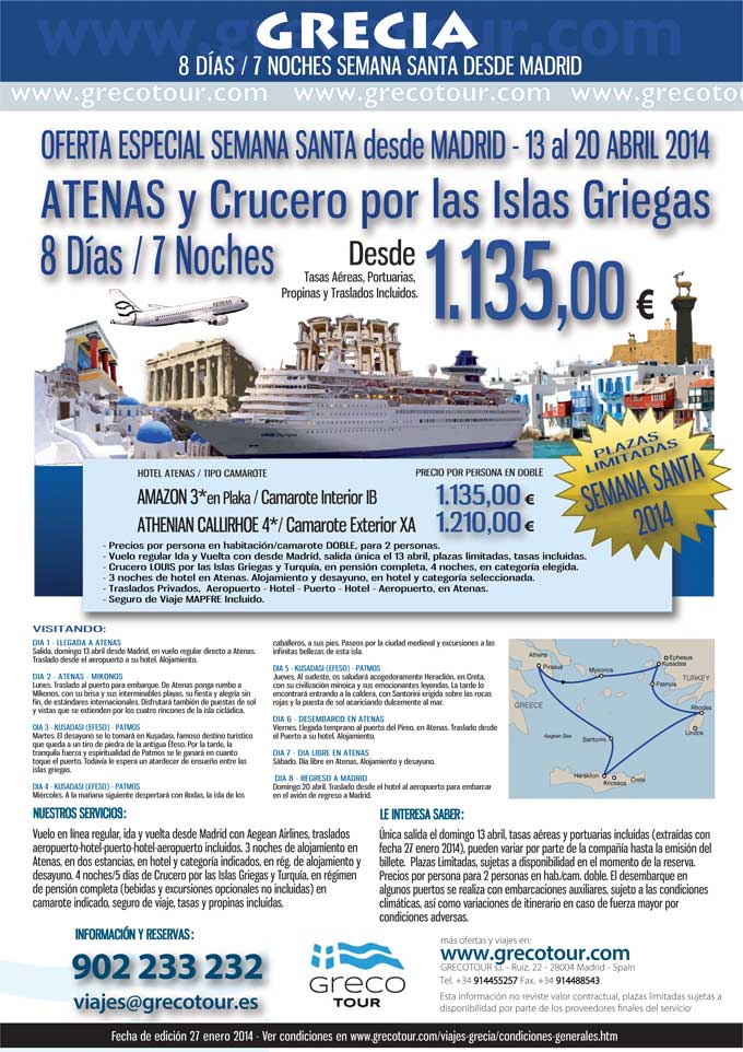 Viaje a Atenas con Crucero Islas Griegas, Grecia y Turquía 8 Días