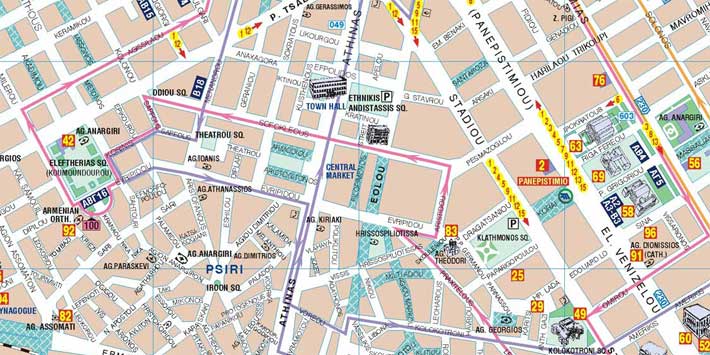 Localización y Mapa del Mercado de Atenas