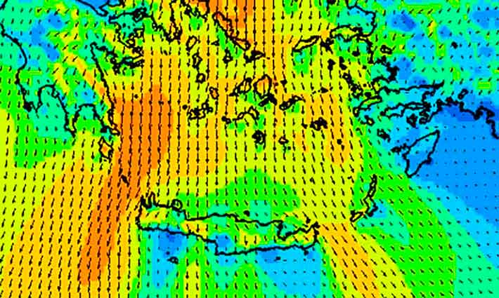 Viento Meltemi en Grecia