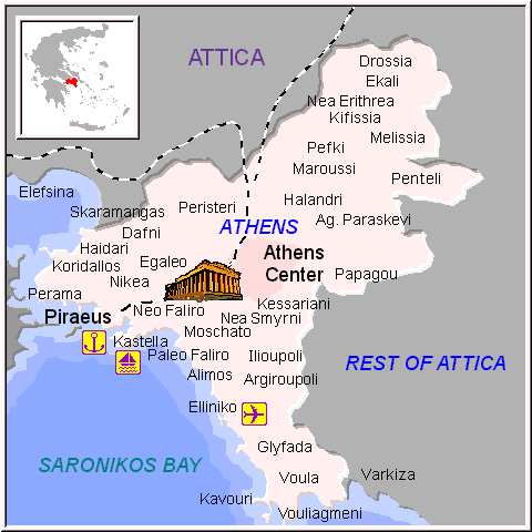 Mapa de Atenas (Región y extraradio)