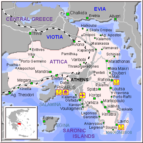 Mapa de Atica, Grecia