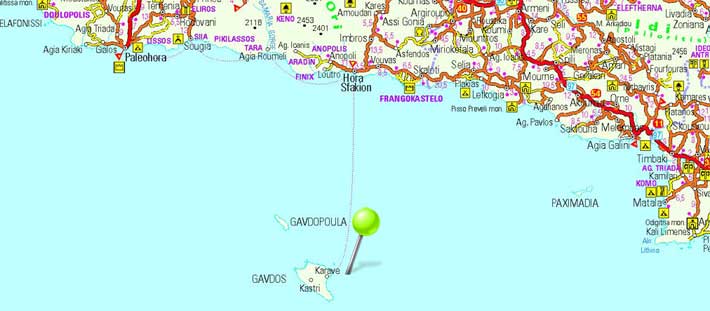 Mapa de Gavdos, Creta