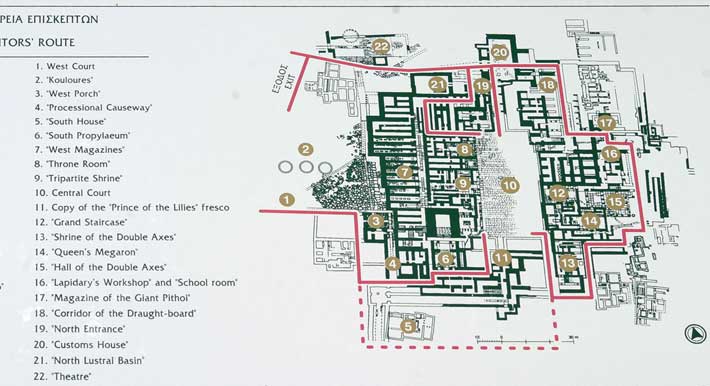 Plano del Palacio de Knossos, Creta