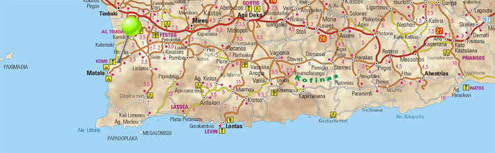 Mapa de Playa de Komos, Creta