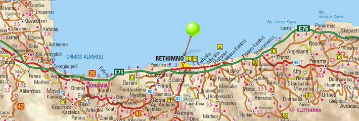 Mapa de Rethymnon, Creta