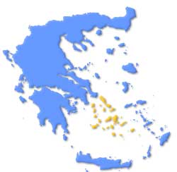 Mapa de situación de las Islas Cícladas en Grecia