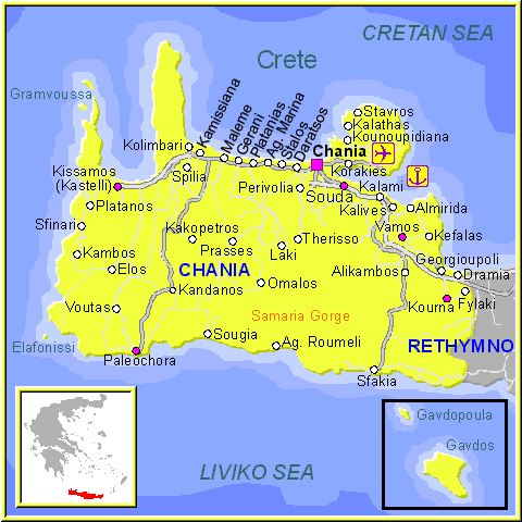 Mapa de Chania, Creta (Región y Prefectura)