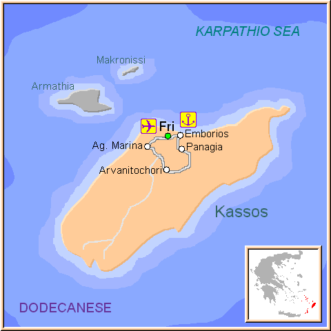 Mapa de Kassos, Dodecaneso Grecia