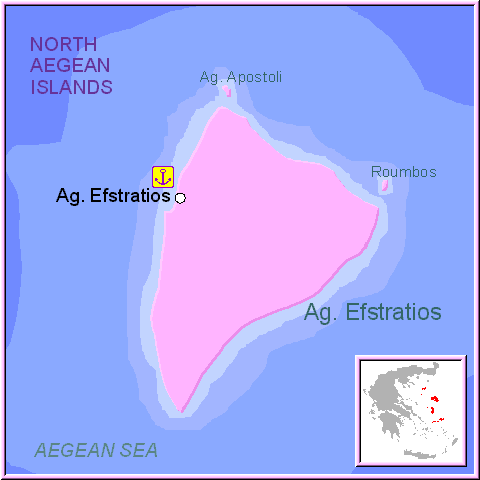 Mapa isla de Agios Eftratios, Islas de Egeo Norte de Grecia