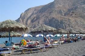 Playa de Kamari Beach en Santorini