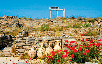 La isla arqueológica de Delos, frente a Mykonos Grecia