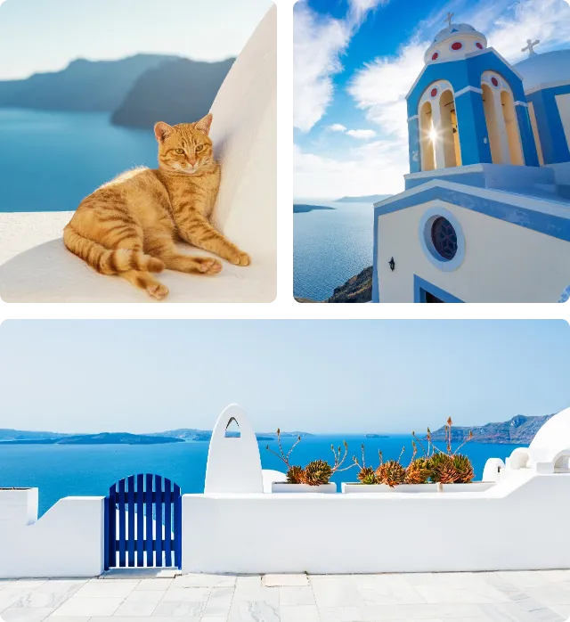 santorini isla griega en azul blanco - Santorini
